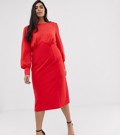 Тканое платье-футляр миди ASOS DESIGN Curve-Красный