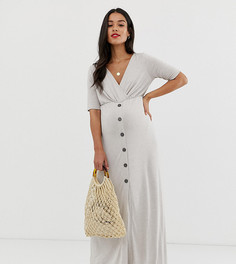 Платье макси на пуговицах с запахом ASOS DESIGN Maternity-Бежевый