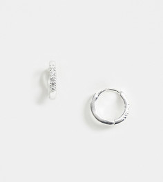 Серебряные серьги-кольца с камнями ASOS DESIGN-Серебряный