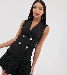 Черное платье-блейзер без рукавов и с плиссировкой по краю Missguided Tall-Черный