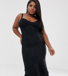 Бандажное платье миди с асимметричным подолом ASOS DESIGN Curve-Желтый