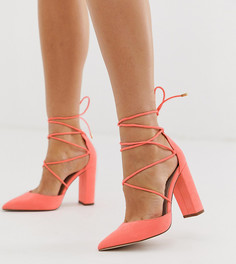 Розовые туфли на высоком блочном каблуке для широкой стопы ASOS DESIGN Power Trip-Розовый
