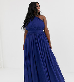 Платье макси на одно плечо ASOS DESIGN Curve-Темно-синий