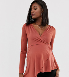 Асимметричный топ с запахом ASOS DESIGN Maternity-Оранжевый