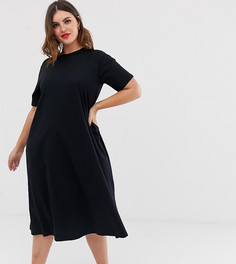 Свободное платье-футболка миди ASOS DESIGN Curve-Черный