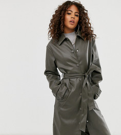 Тренч из искусственной кожи ASOS DESIGN Tall-Зеленый