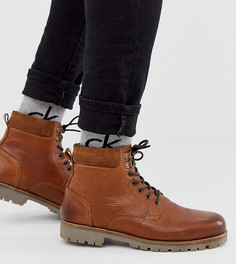 Светло-коричневые кожаные ботинки на шнуровке для широкой стопы ASOS DESIGN-Светло-коричневый