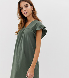 Двустороннее хлопковое меланжевое свободное платье мини ASOS DESIGN Maternity-Зеленый
