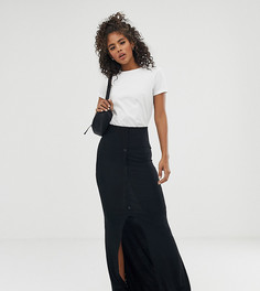 Юбка макси с пуговицами и разрезом ASOS DESIGN Tall-Черный