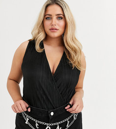 Ремень на талию и бедра с цепочкой и надписью "iconic" стразами ASOS DESIGN Curve-Серебряный