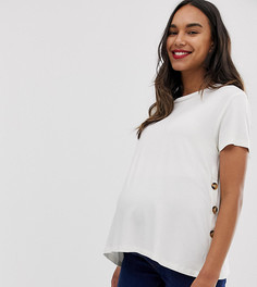 Футболка кремового цвета с пуговицами по бокам ASOS DESIGN Maternity-Кремовый