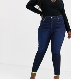 Темно-синие джинсы скинни с завышенной талией ASOS DESIGN Curve Ridley-Синий