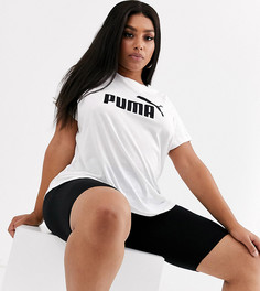 Белая футболка с логотипом Puma Plus Essentials-Белый