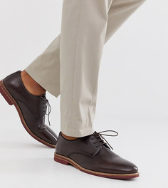 Коричневые кожаные туфли на шнуровке для широкой стопы с контрастной подошвой ASOS DESIGN-Коричневый