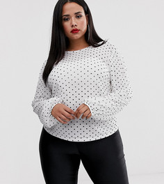Топ с пышными рукавами на манжете и принтом ASOS DESIGN Curve-Мульти