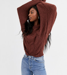 Вязаный джемпер с объемными рукавами ASOS DESIGN Tall-Коричневый
