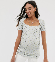 Топ с квадратным вырезом и цветочным принтом ASOS DESIGN Maternity-Синий