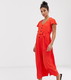 Комбинезон с открытой спиной и рукавами-оборками ASOS DESIGN Maternity-Красный