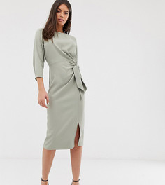 Платье миди с запахом и завязкой ASOS DESIGN Tall-Зеленый