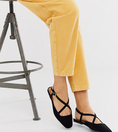 Черные балетки для широкой стопы ASOS DESIGN-Черный