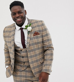 Пиджак скинни в коричневую клетку с цепочкой Twisted Tailor Рlus-Светло-коричневый