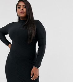 Бандажное платье мини с высоким воротом и молнией ASOS DESIGN Curve-Розовый