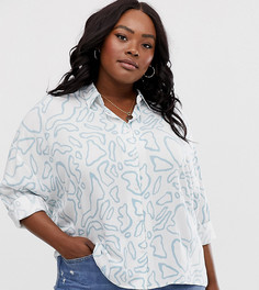 Укороченная рубашка с длинными рукавами и абстрактным принтом ASOS DESIGN Curve-Мульти