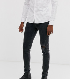 Выбеленные черные джинсы скинни плотностью 12,5 унций с прорехами ASOS DESIGN Tall-Черный