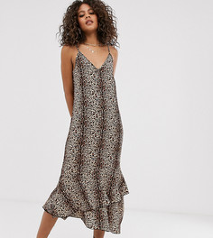 Платье миди на бретелях со звериным принтом и оборками Vero Moda Tall-Мульти