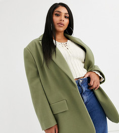 Пальто шалфейного цвета в винтажном стиле ASOS DESIGN Curve-Бежевый