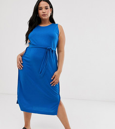 Трикотажное платье миди со ступенчатым нижним краем i.Scenery-Синий