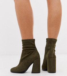 Ботильоны на каблуке для широкой стопы ASOS DESIGN - Ellan heeled sock boots-Зеленый