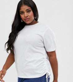 Футболка со сборками сбоку ASOS DESIGN Curve-Белый