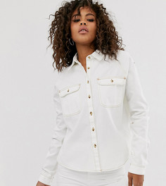 Белая свободная джинсовая рубашка ASOS DESIGN Tall-Белый