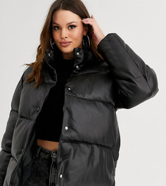 Дутая куртка из искусственной кожи ASOS DESIGN Tall-Черный