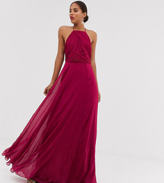 Платье макси со сборками на лифе ASOS DESIGN Tall Bridesmaid-Красный