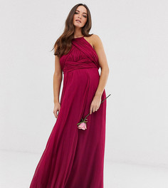 Платье макси со сборками на груди ASOS DESIGN Maternity Bridesmaid-Красный