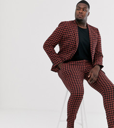 Темно-синие супероблегающие брюки в оранжевую клетку ASOS DESIGN Plus-Темно-синий