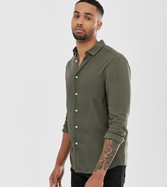 Рубашка классического кроя из вискозы цвета хаки ASOS DESIGN Tall-Зеленый