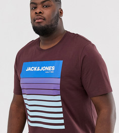 Бордовая футболка с принтом Jack & Jones Core-Коричневый
