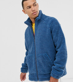 Плюшевая куртка на молнии ASOS DESIGN Tall-Синий