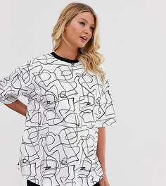 Монохромная oversize-футболка с принтом ASOS DESIGN Maternity-Белый