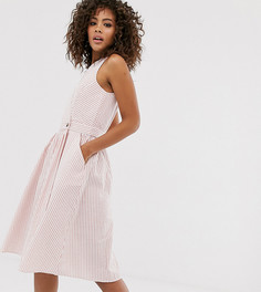 Фактурное платье миди в полоску с запахом Y.A.S Tall-Мульти