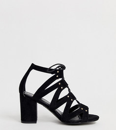 Черные босоножки на блочном каблуке со шнуровкой New Look-Черный