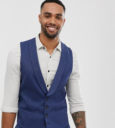 Синий приталенный саржевый жилет ASOS DESIGN Tall wedding