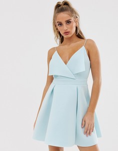 Короткое приталенное платье с отворотом ASOS DESIGN-Зеленый