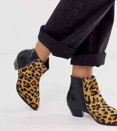Кожаные ботинки для широкой стопы с леопардовым рисунком Dune-Черный