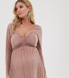 Плиссированный топ с узлом спереди ASOS DESIGN Maternity-Розовый