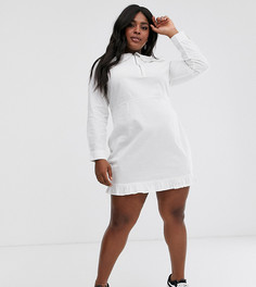 Хлопковое платье мини с оборками на воротнике ASOS DESIGN Curve-Белый