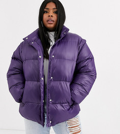 Фиолетовая дутая куртка с отстегиваемыми рукавами ASOS DESIGN Curve-Фиолетовый